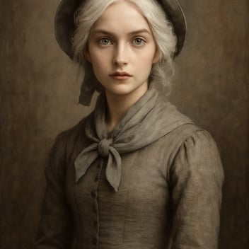 Girl in drab clothes